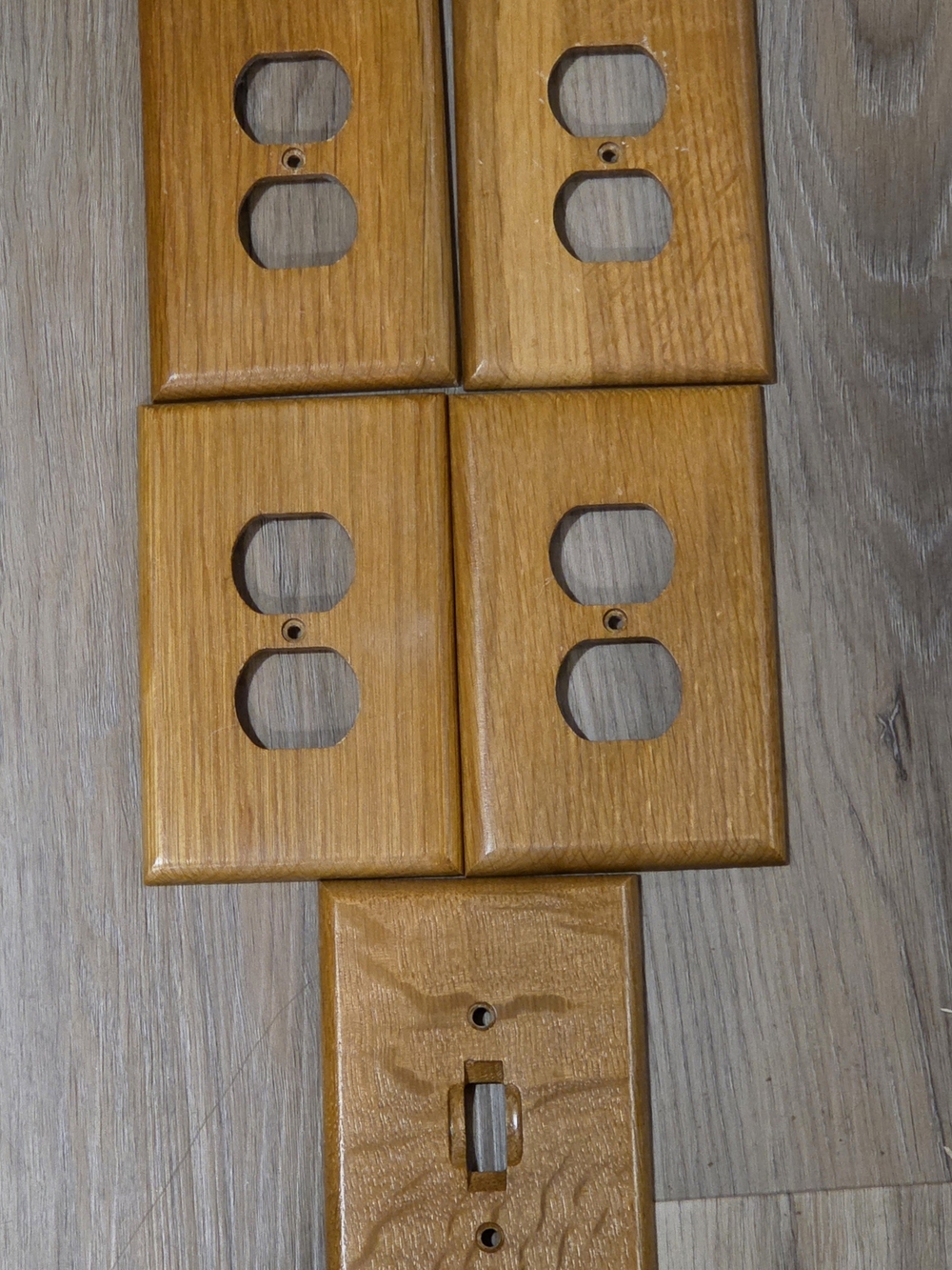 Oak Wood Duo Outlet and Toggle Switch Wall Plates - Light Brown